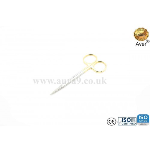 Stainless Steel Scissors Tungsten Carbide Tip, Iris Straight 12 CM 